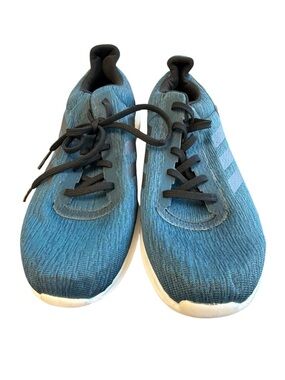Adidas Cloudfoam Ortholite athletic shoes in a blue and black colorway.